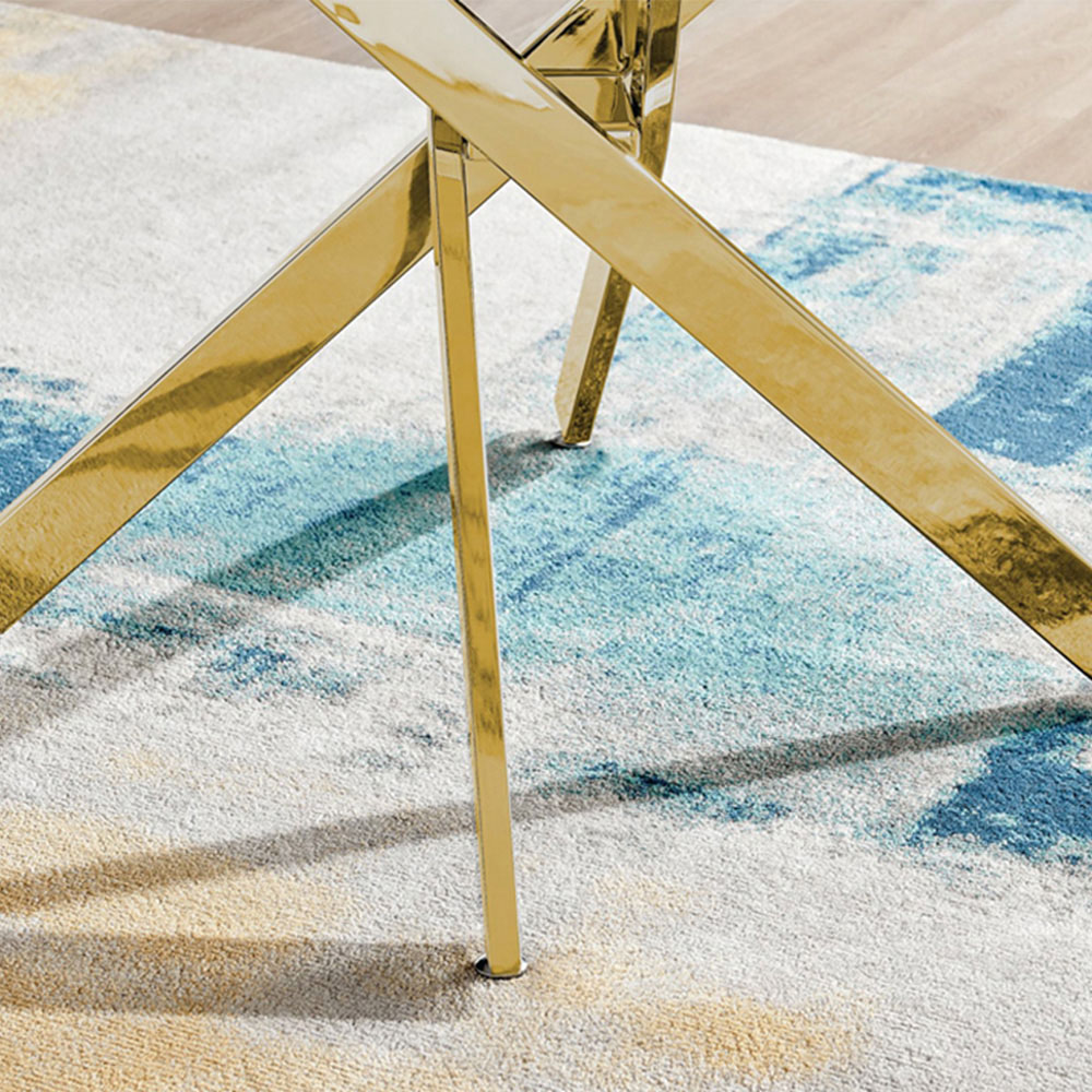 Furniturebox Arona Cesano Marble Effect 6 Seater Dining Set White Gold and Blue Image 7