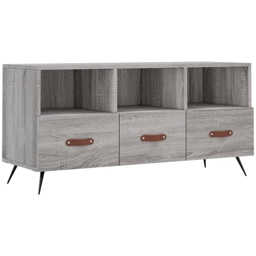 vidaXL 3 Drawer 3 Shelf Grey Sonoma TV Cabinet Image 2