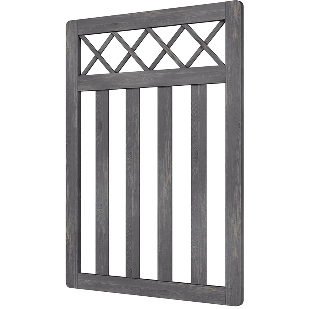 Outdoor Cross Top Wooden Grey Garden Fence Door, 120 x 90 x 2.5cm Image 3