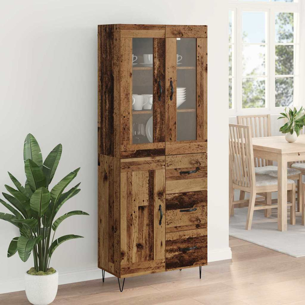 vidaXL 3 Door 3 Drawer Old Wood Sideboard Image 4