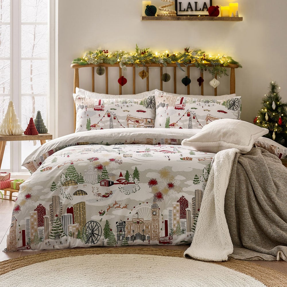 Furn Super King Size Joy To All Printed Reversible Duvet Set Image 1