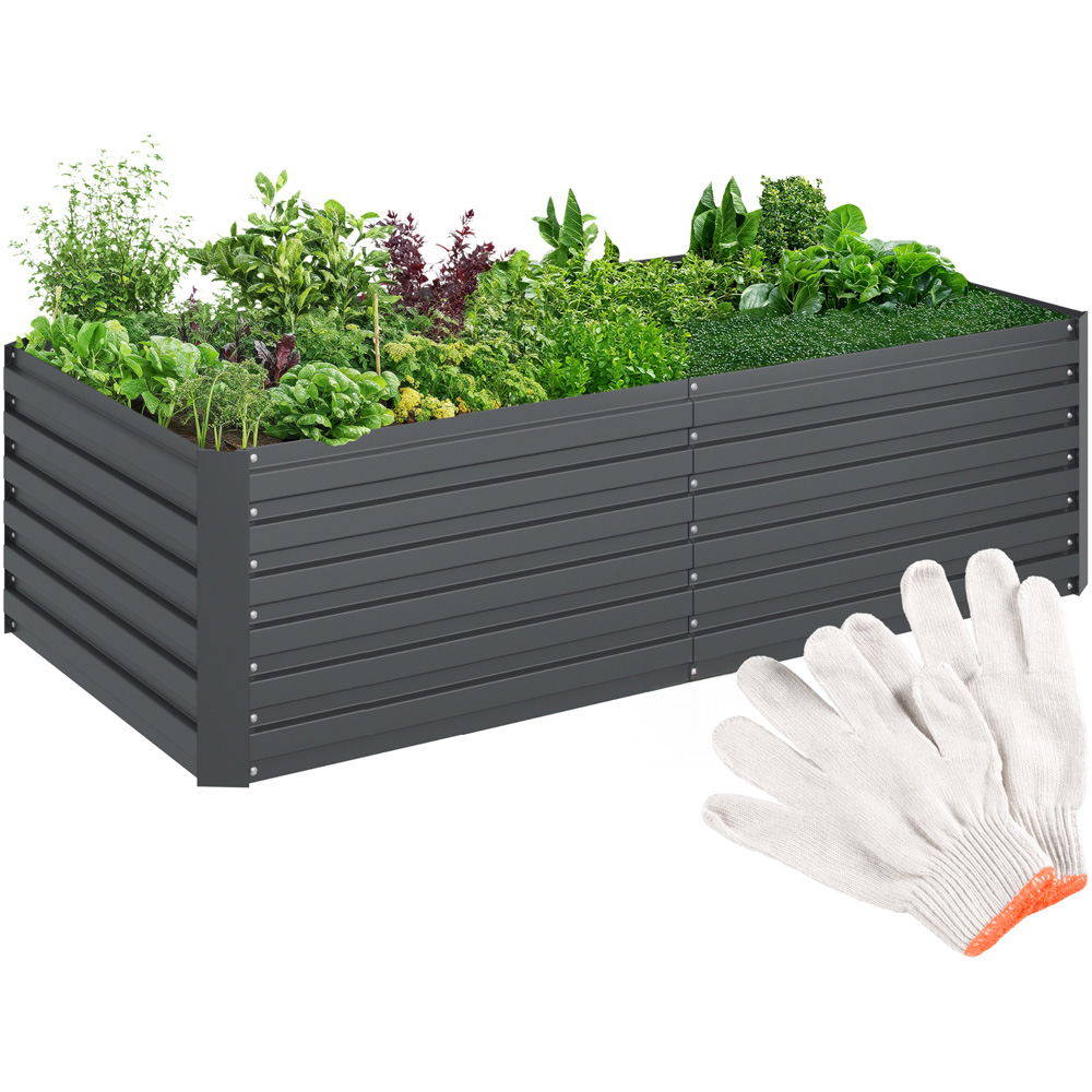 tectake Galvanised Steel Raised Garden Bed 1100L 200 x 80 x 56cm Image 1