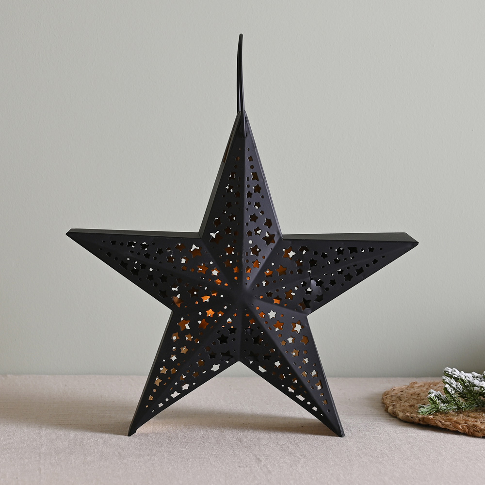 The Christmas Gift Co Black Medium Star Lantern Image 2
