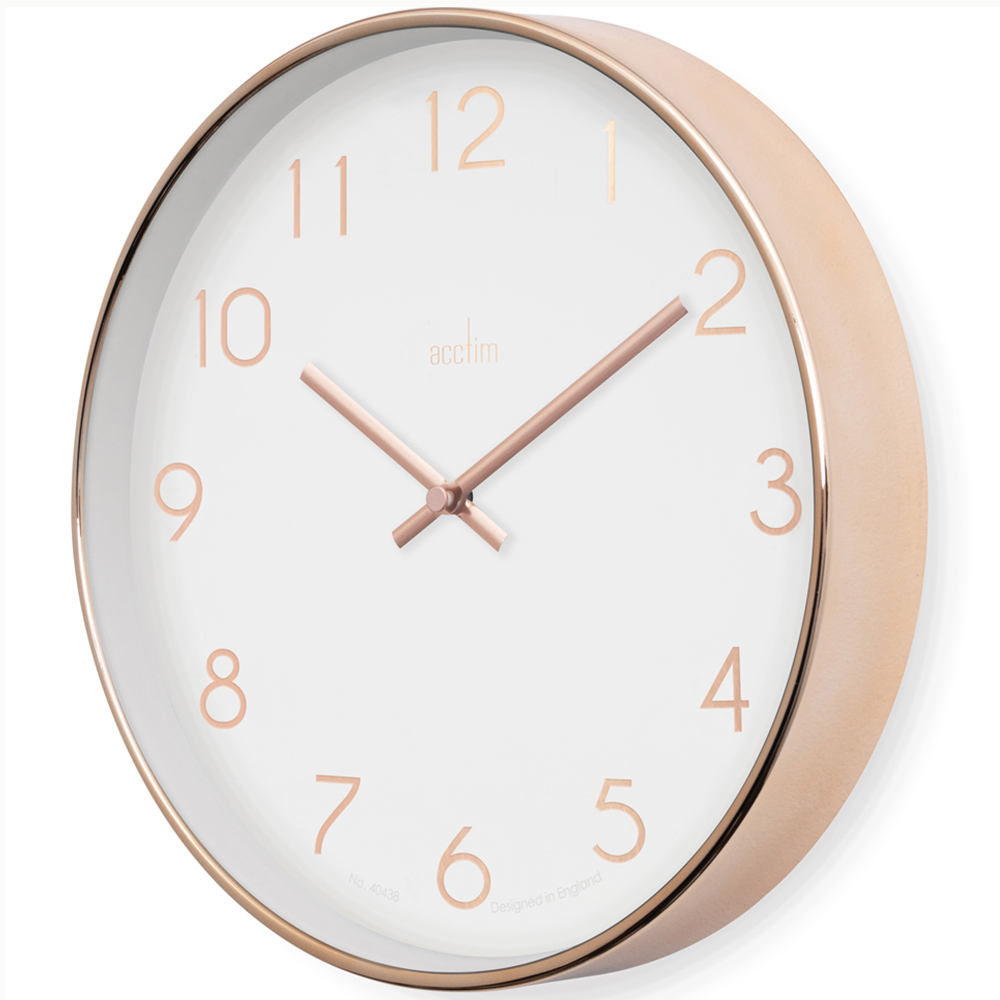 Acctim Elma White and Copper Plastic Wall Clock 25cm Image 3