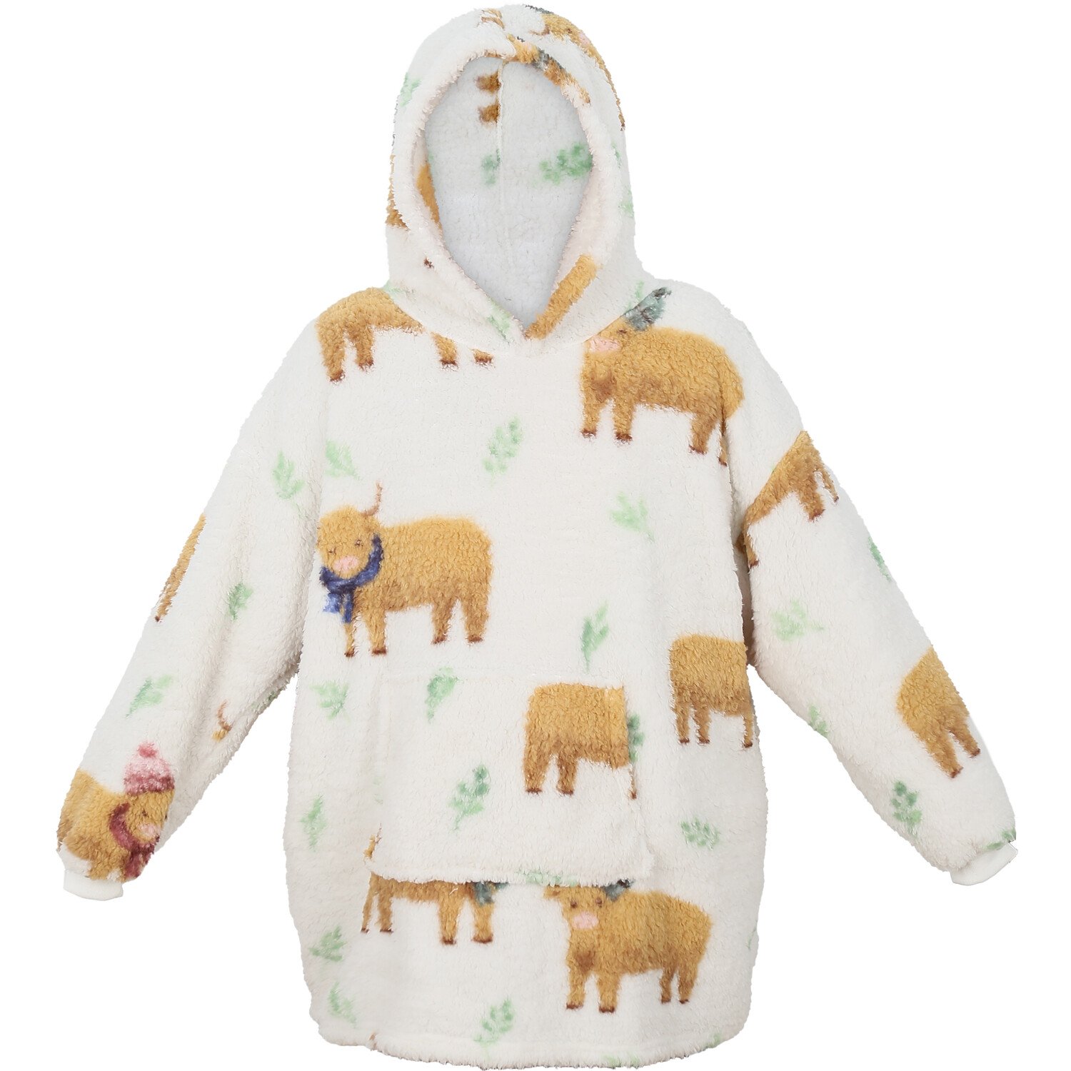 Highland Cow Sherpa Hoodie White Image 1