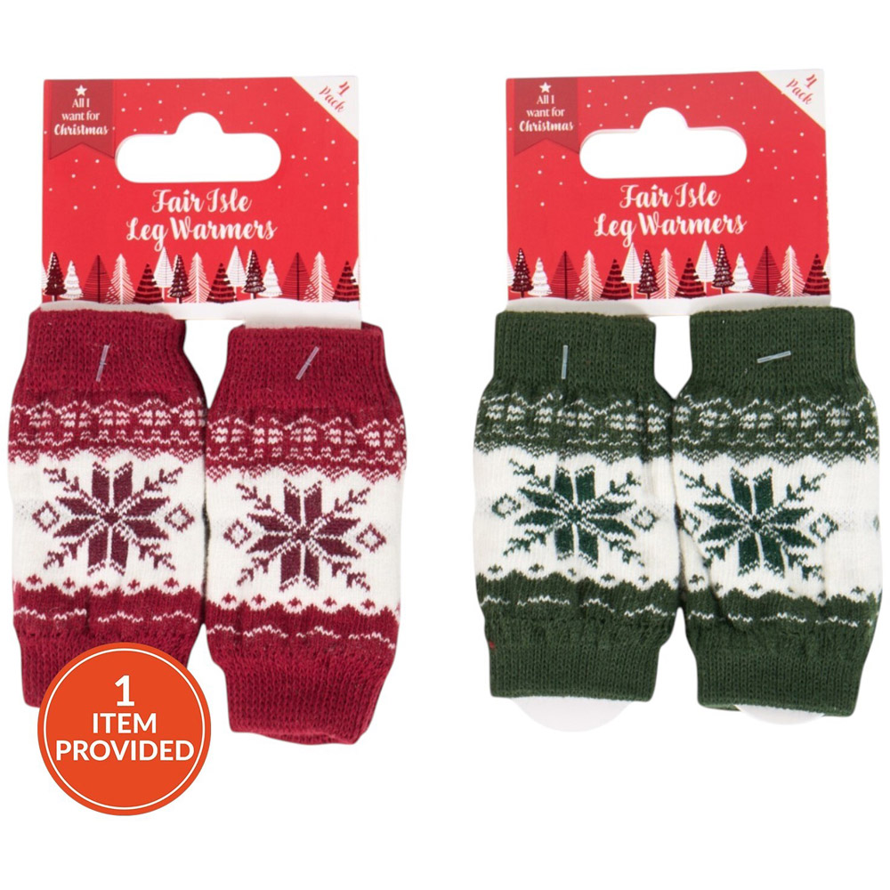 Pack of 4 Fair Isle Dog Leg Warmers Image 1