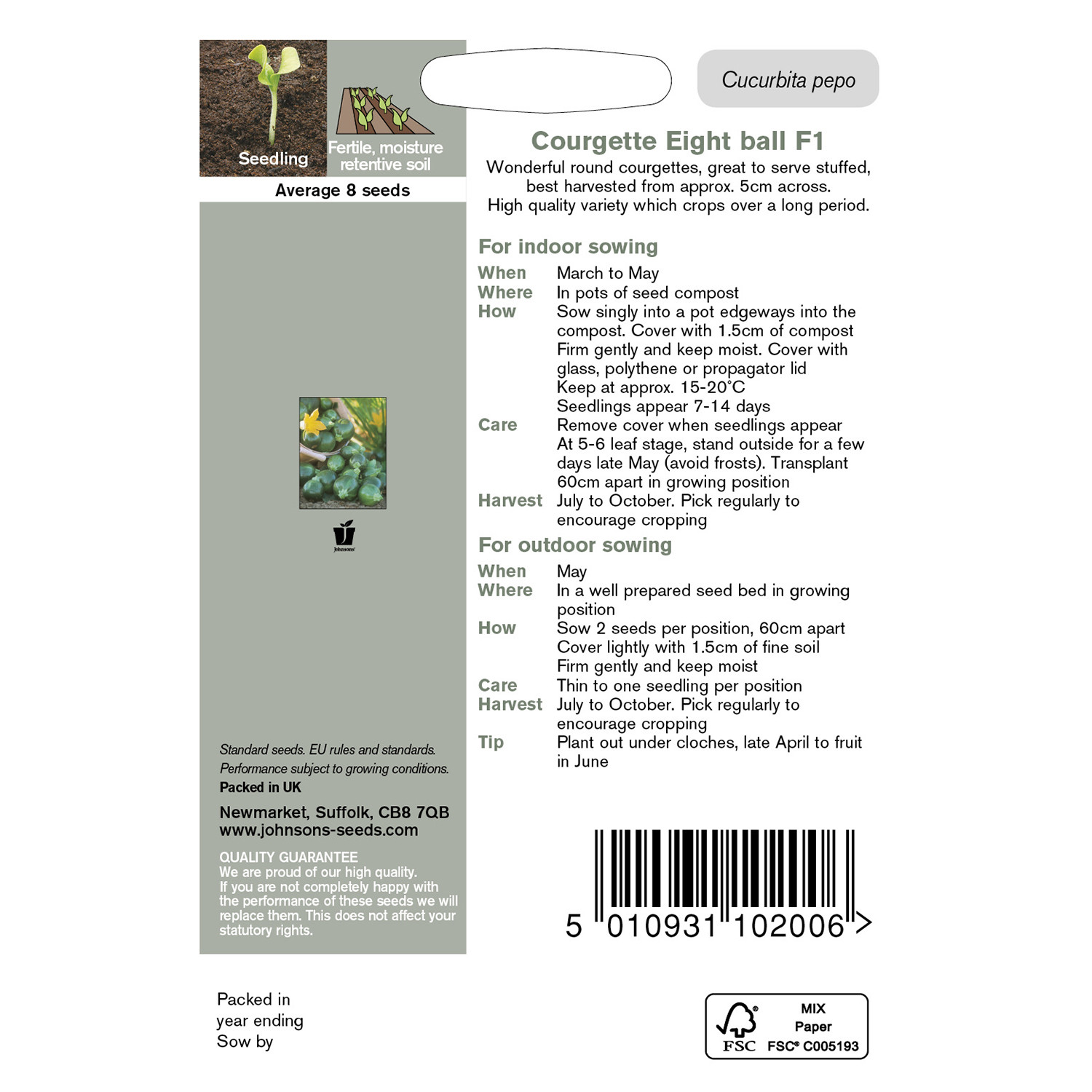 Johnsons 8 Ball F1 Courgette Seeds Image 3