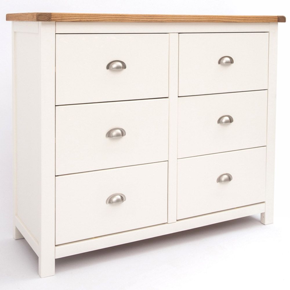 Cabinet Bits Lovere 6 Drawer White Chrome Cup Handle Chest of Drawers Image 3