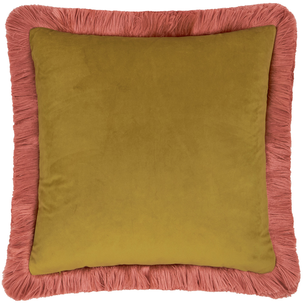 Furn Autumn Garden Burnished Rose Fringed Velvet Cushion 45 x 45cm Image 2