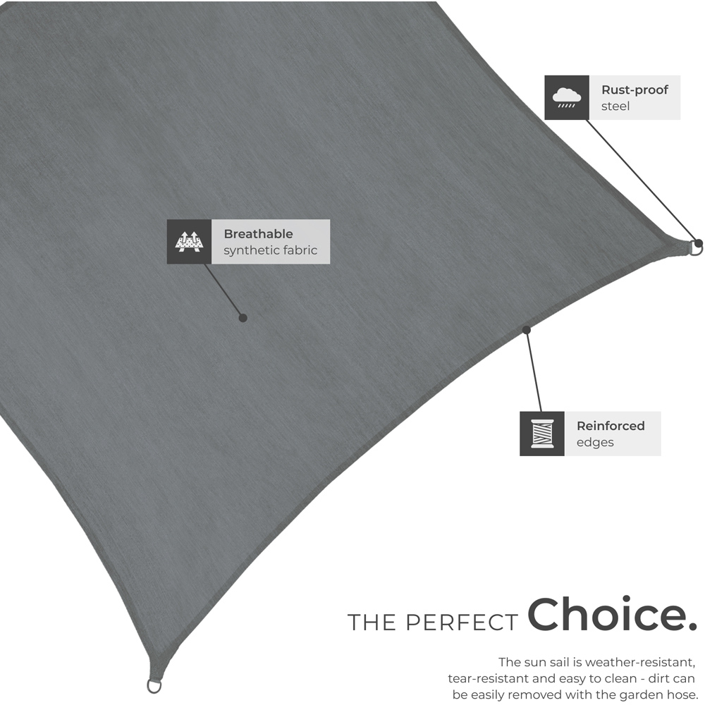 tectake Grey UV 50+ Rectangular Shade Sail 400cm Image 5