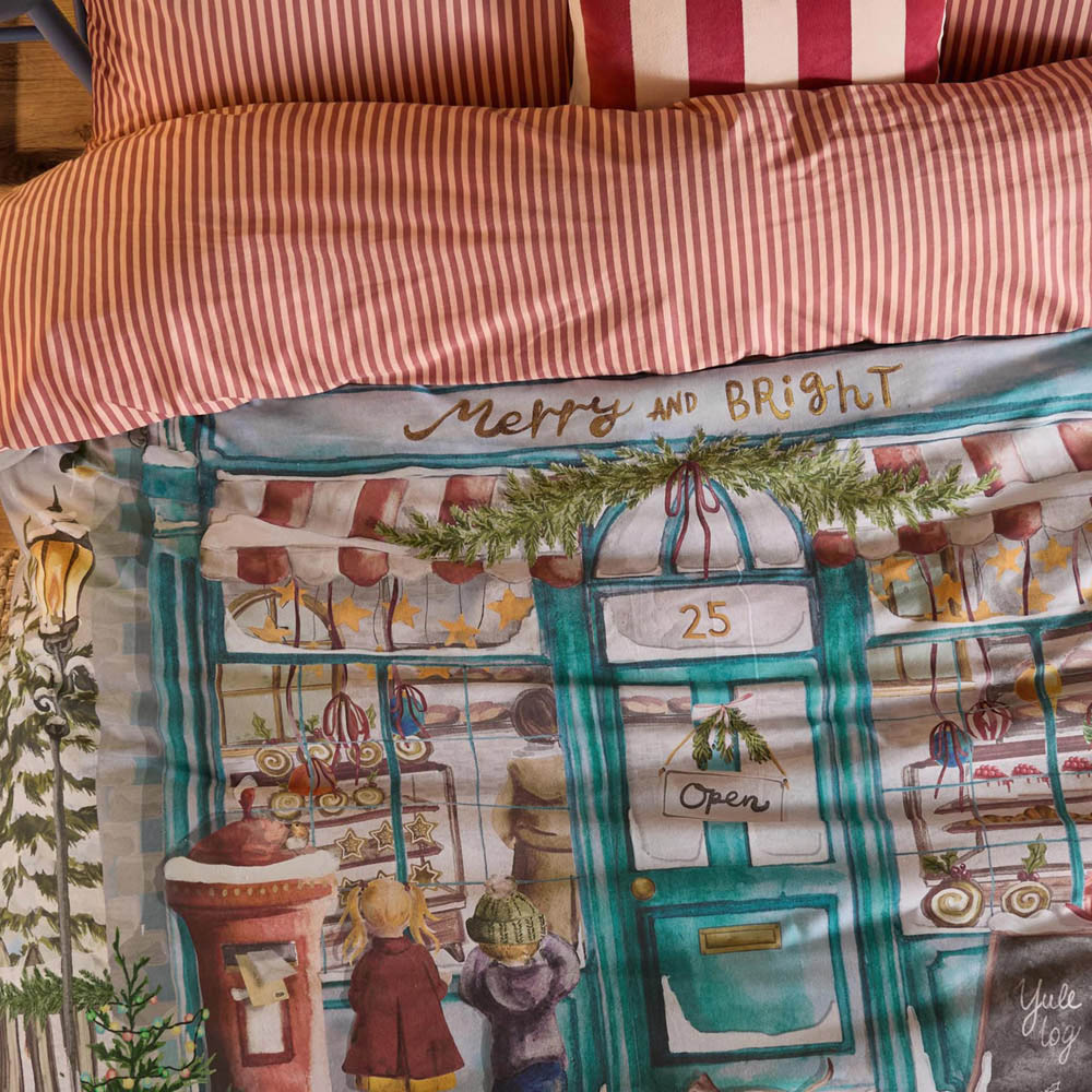Furn Christmas Merry and Bright Single Striped Reversible Duvet Cover Set Image 3