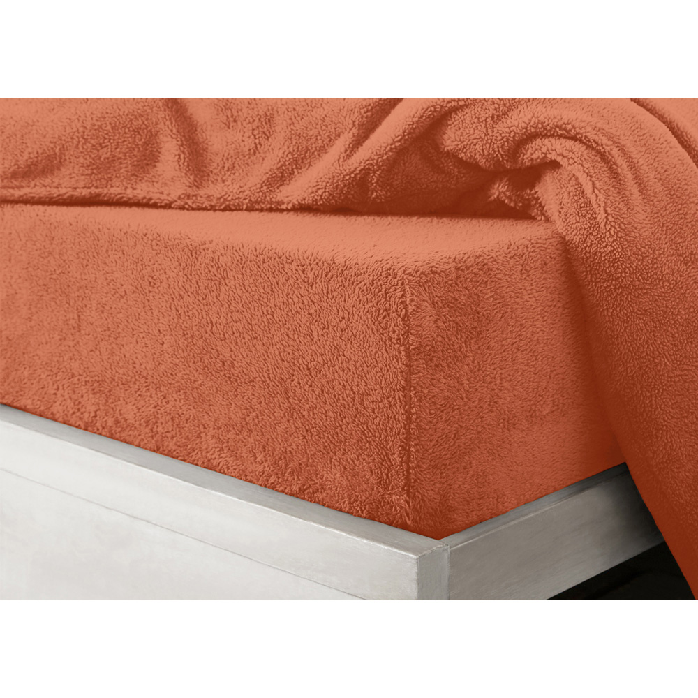 Velosso Super King Size Rust Teddy Fleece Fitted Sheet Image 2