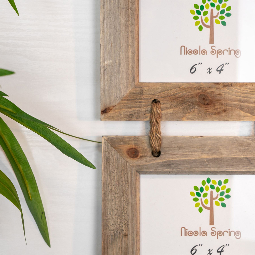 Nicola Spring Natural Rustic Wooden Hanging 5-Photo Frame 6 x 4 inch 5 Pack Image 4