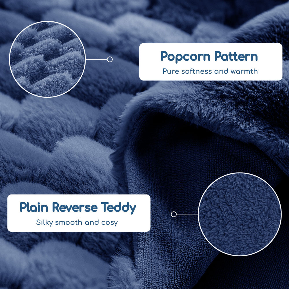 Velosso Double Navy Chunky Popcorn Duvet Set Image 3