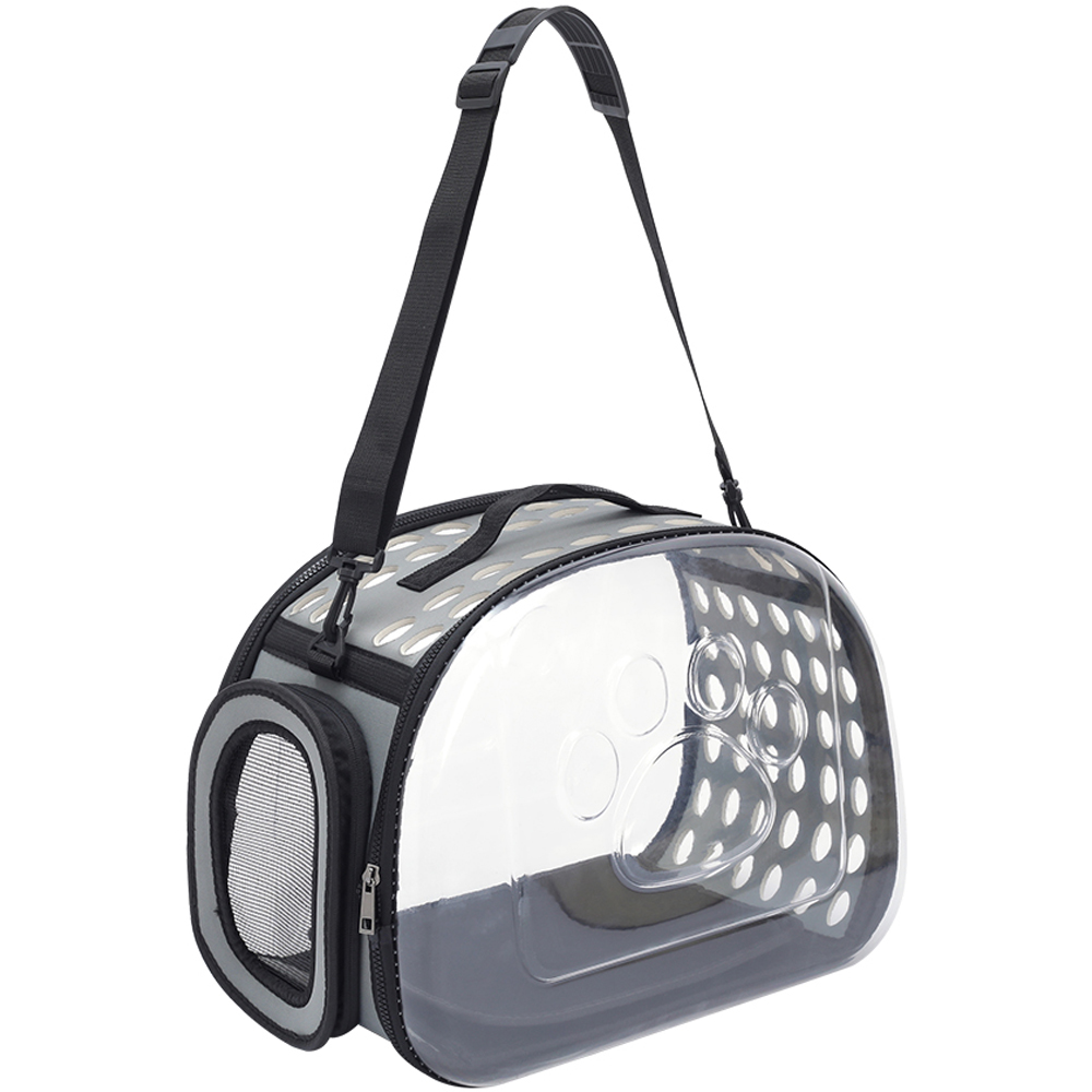 H&O Direct Transparent Grey Pet Carrier with Adjustable Shoulder Strap Image 5
