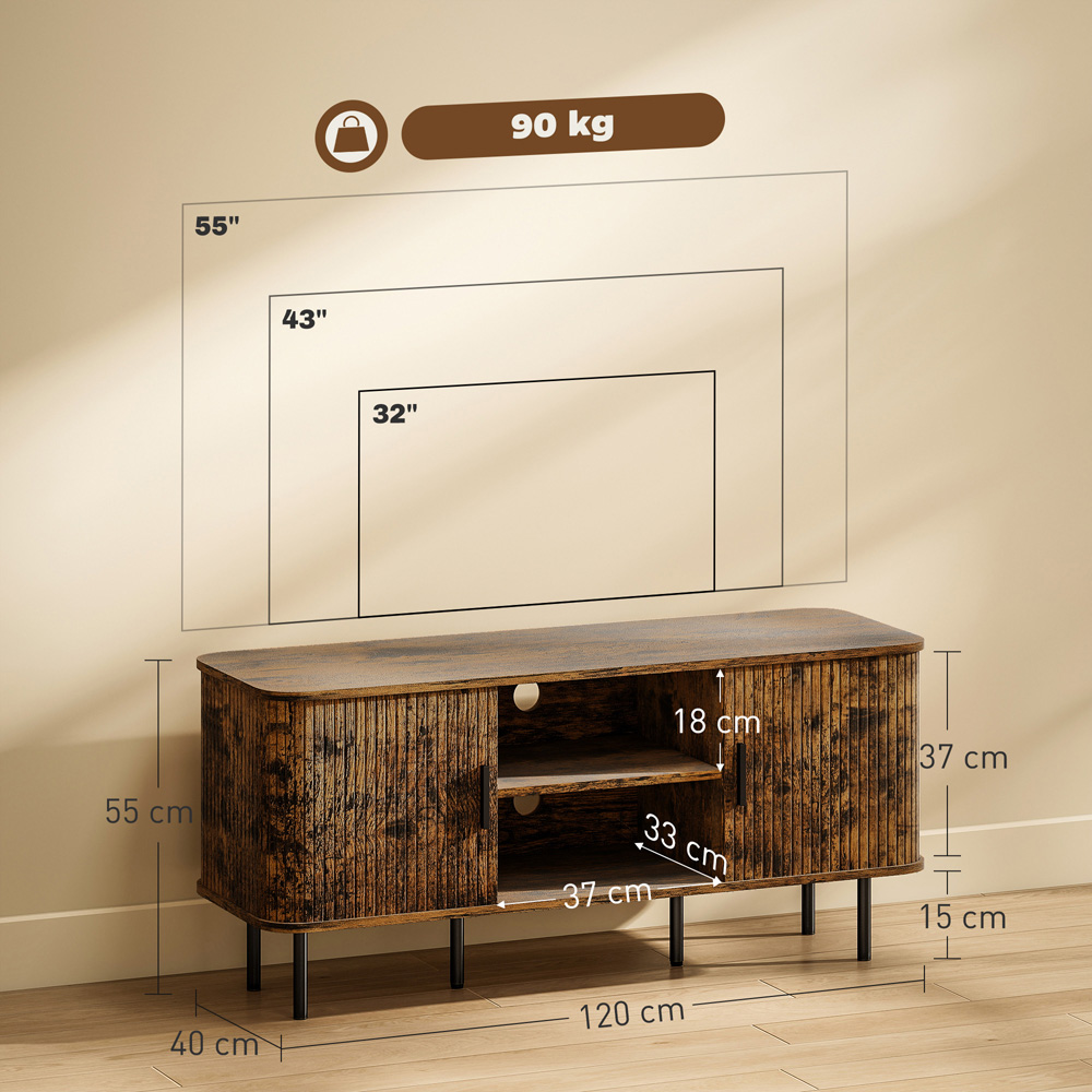 HOMCOM 2 Door 2 Shelf Rustic Brown TV Unit Image 9