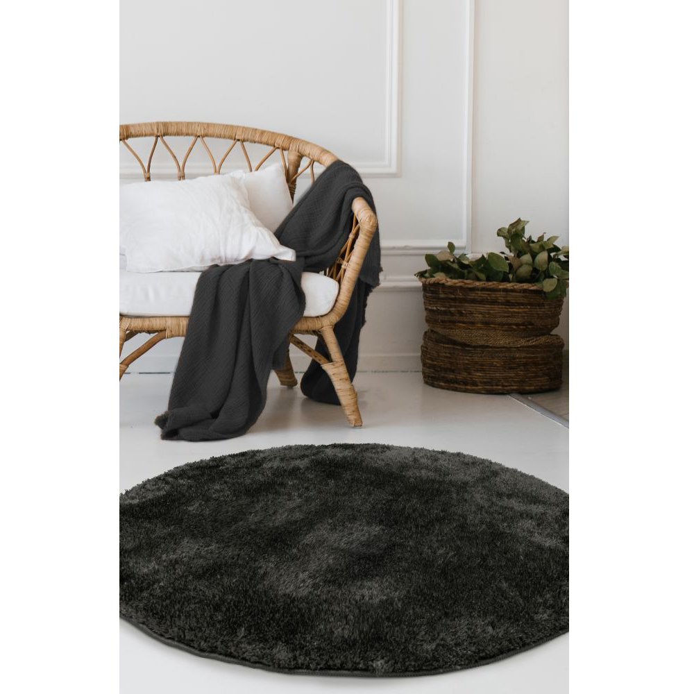 Homemaker Grey Shaggy Ultra Cosy Circular Rug 100cm Image 3