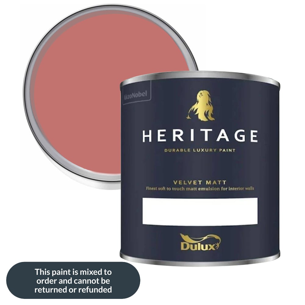 Dulux Heritage Walls and Ceilings Coral Pink Velvet Matt Emulsion Paint 1L Image 1