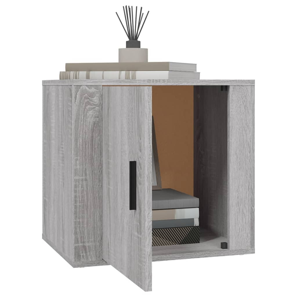 vidaXL Single Door Grey Wooden Bedside Cabinet Image 4
