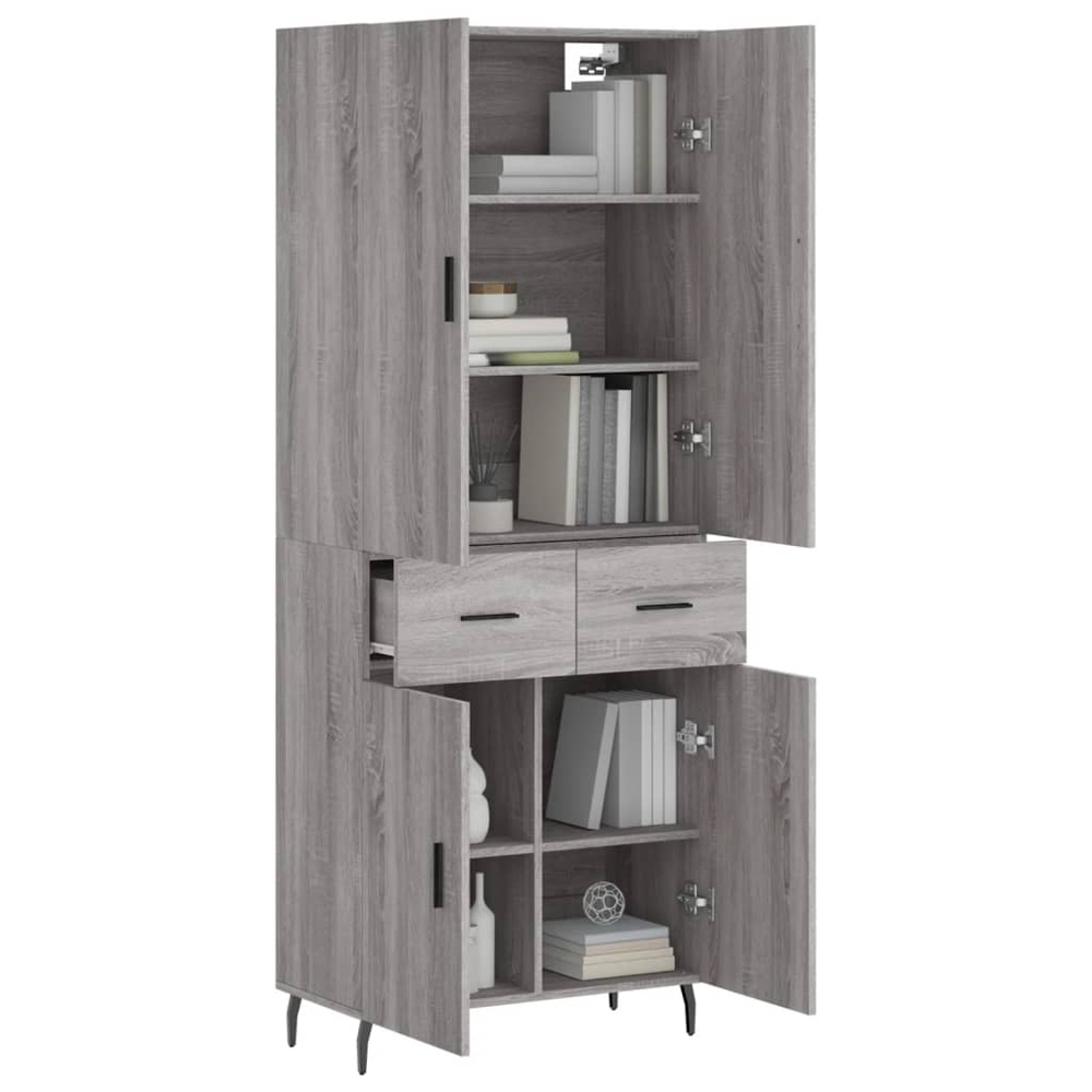 vidaXL 4 Door 2 Drawer Grey Sonoma Highboard Image 3