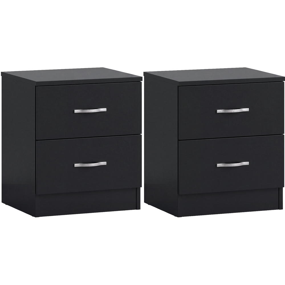 Vida Designs Riano 2 Drawer Black Melamine Finish Bedside Table Set of 2 Image 2