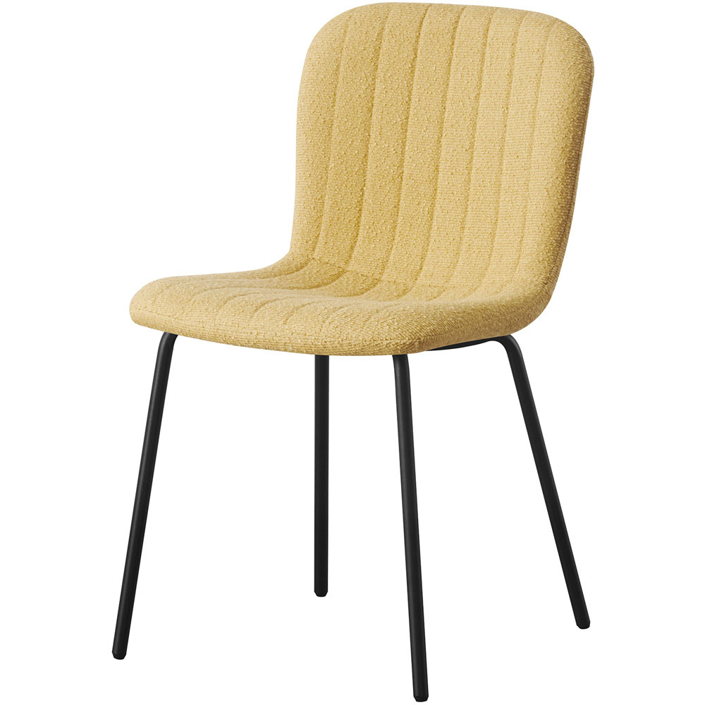 Bella Set of 2 Yellow Teddy Faux Fur Stitched Design Dining Chairs Image 2