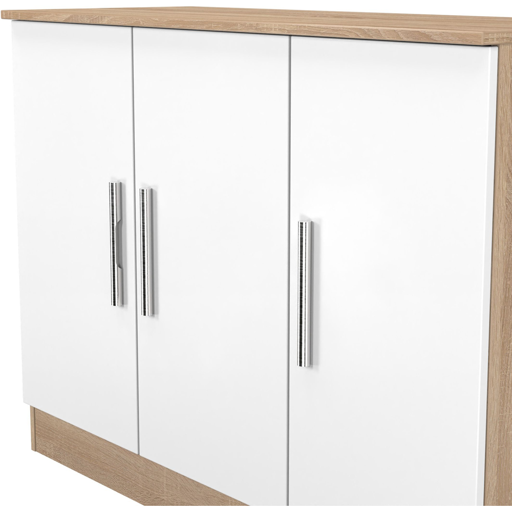 Crowndale Contrast 3 Door White Matt and Bardolino Oak Sideboard Ready Assembled Image 4