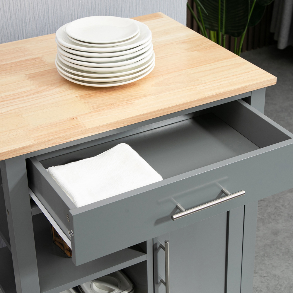 HOMCOM Single Drawer Single Door 3 Shelf Grey Kitchen Trolley Image 4