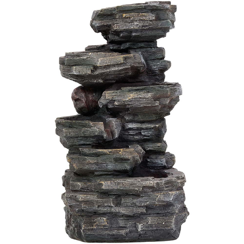 Living and Home 6-Tier Rockery Solar-Powered LED Water Feature Image 1