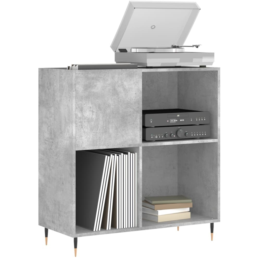 vidaXL 3 Shelf Concrete Grey Record Cabinet Image 3