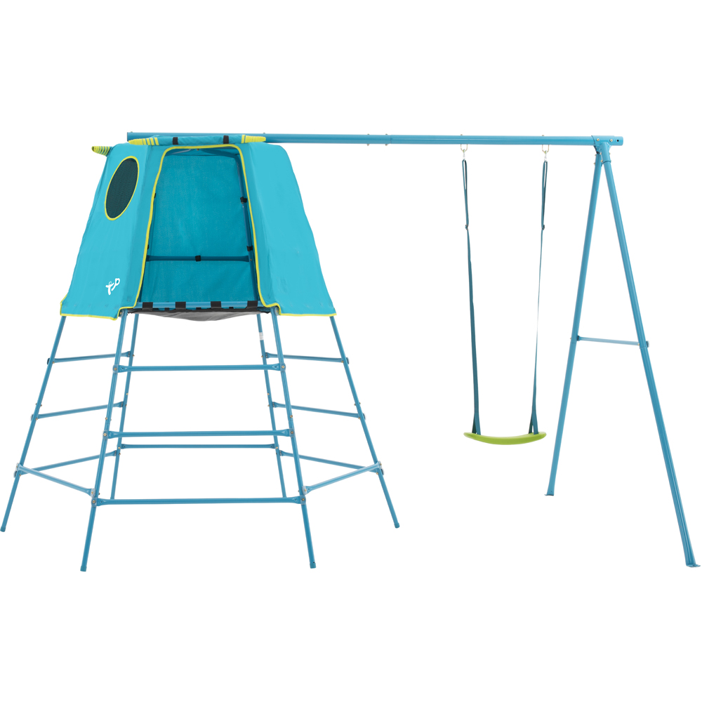 TP Explorer Kids Blue Metal Climbing Frame Set with Swing Image 1