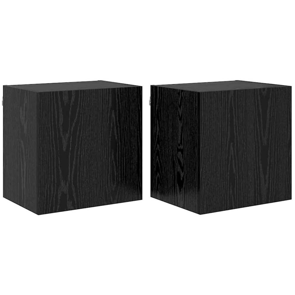 vidaXL Single Door Black Oak Wall-Mounted TV Cabinet Set of 2 Image 2