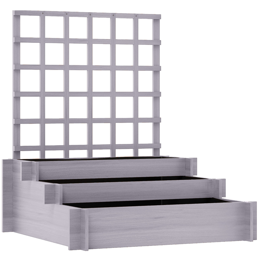 Outsunny 3 Tier Grey Wooden Garden Trellis Planter 110 x 95cm Image 1