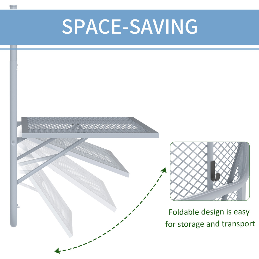 Outsunny Grey Adjustable Balcony Hanging Table Image 5
