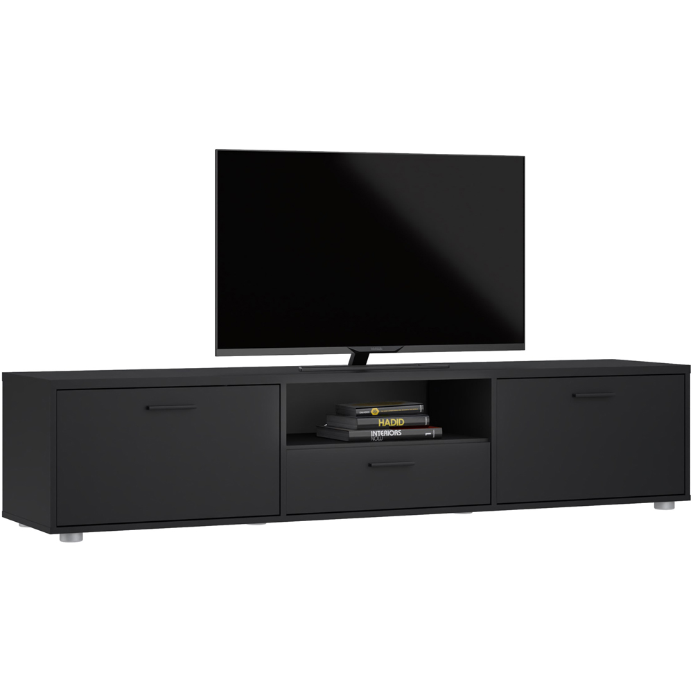 Furniture To Go Media 2 Door Single Drawer Black Wide TV Unit Image 7