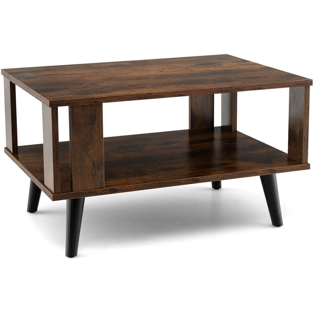 Costway Single Shelf Brown Coffee Table Image 2