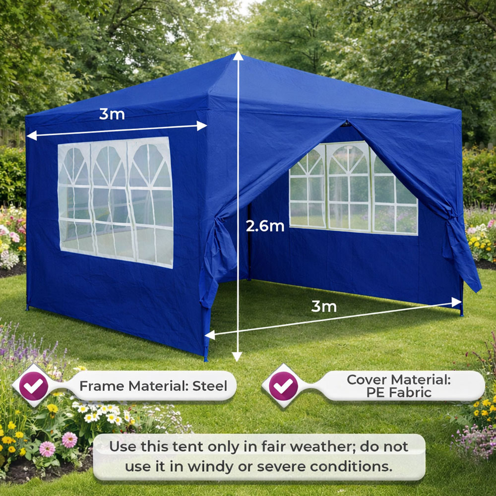 Neo Direct 3 x 3m Blue Marquee Gazebo Image 8