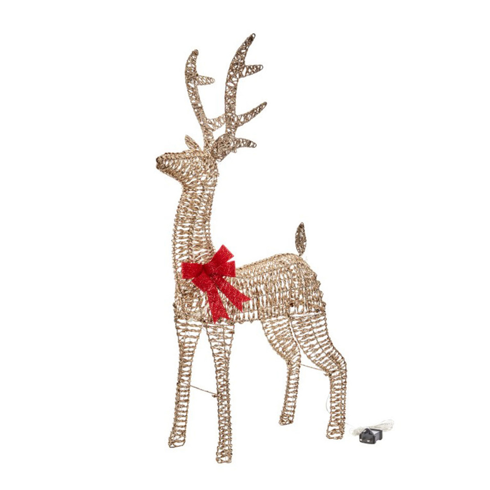 Marco Paul 80cm Gold Glitter LED Pre Lit Reindeer Outdoor Christmas Decoration Image 2