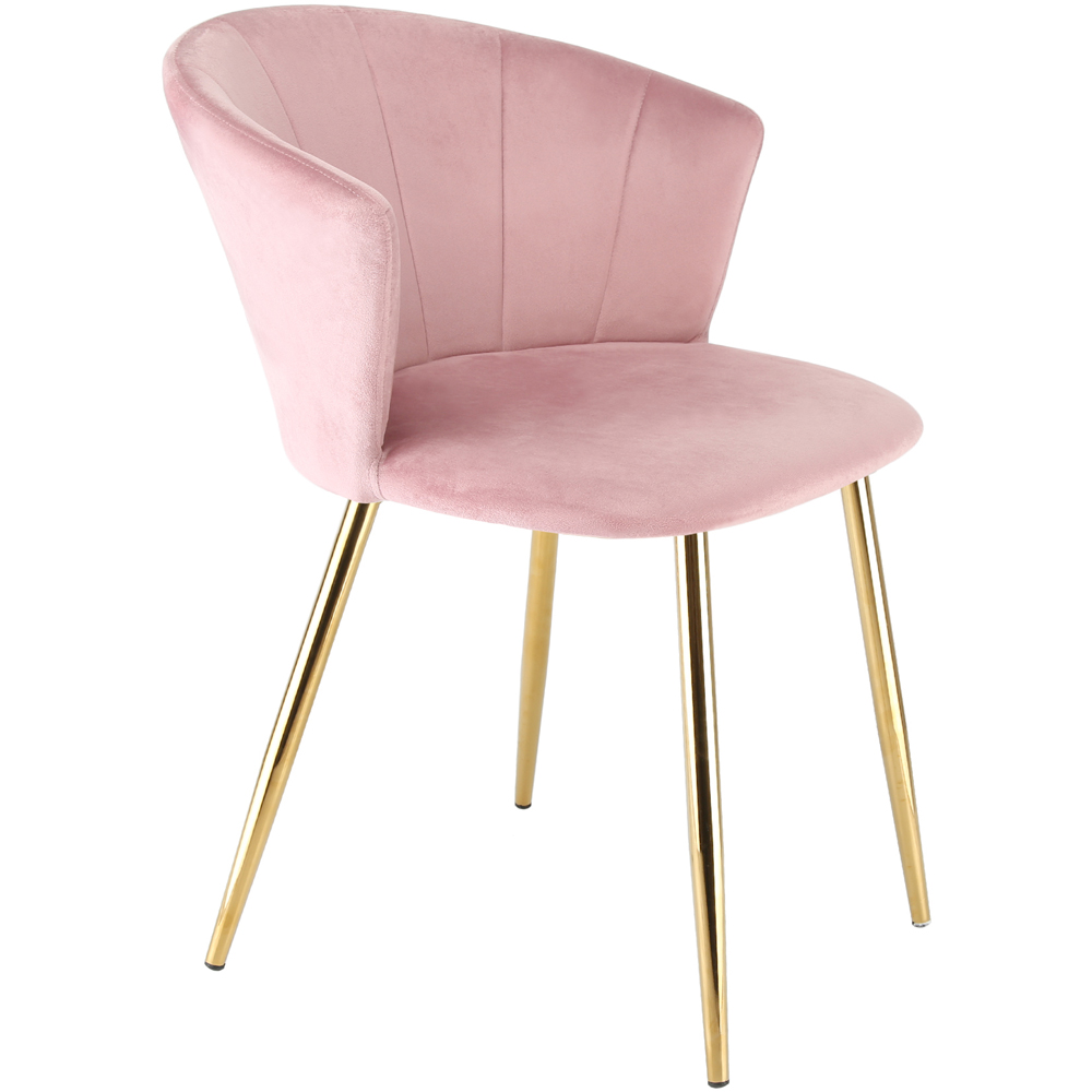 Home Garden Direct Mill Set of 2 Pink Velvet Dining Chairs with Golden Legs Image 4