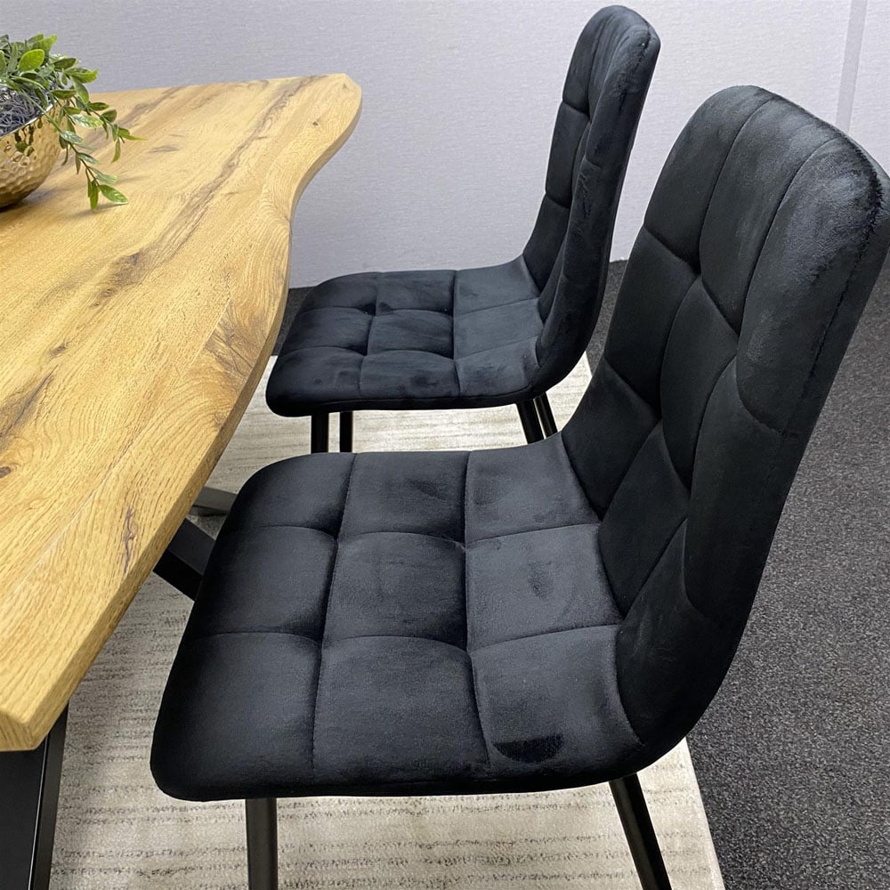 Kosy Koala 4 Seater Velvet Wooden Rectangle Dining Set Black Image 2