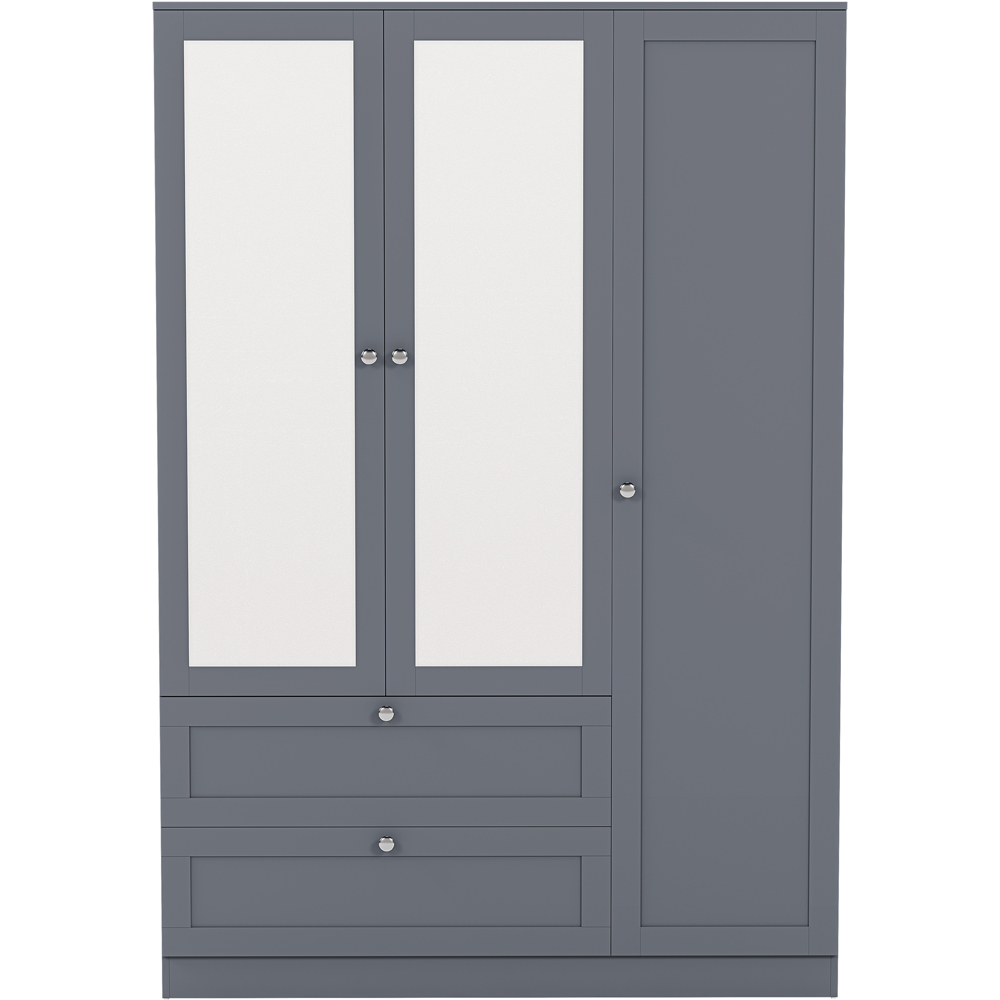 VIDA DESIGNS Altino 3 Door 2 Drawer Grey Shaker-Style Mirrored Wardrobe Image 2