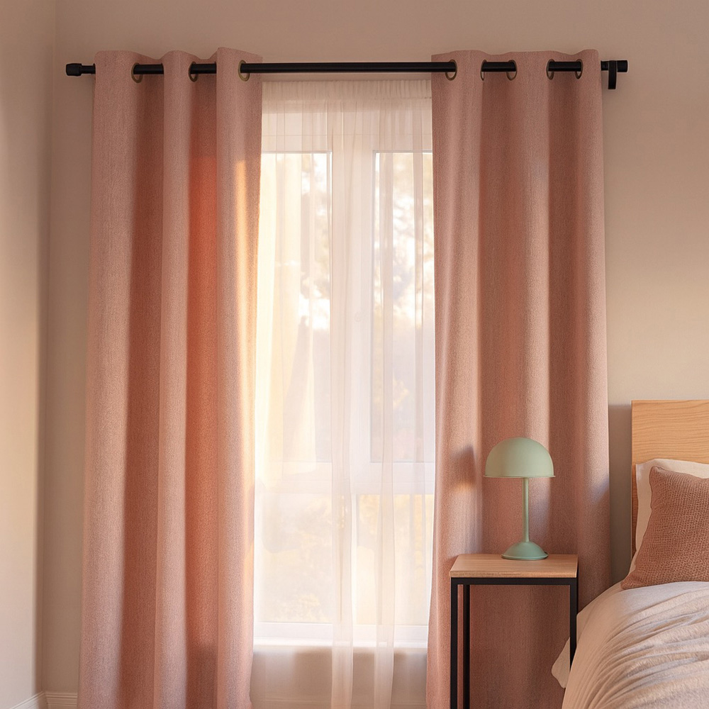 Harbour Housewares 77-257cm Extendable Matt Black Metal Curtain Poles Kit 2 Pack Image 2