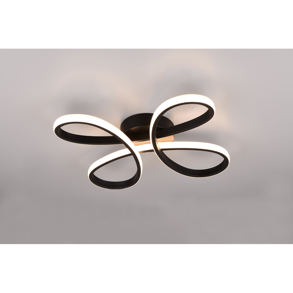 TRIO Fly Black Matt Integrated LED Ceiling Light Image 2