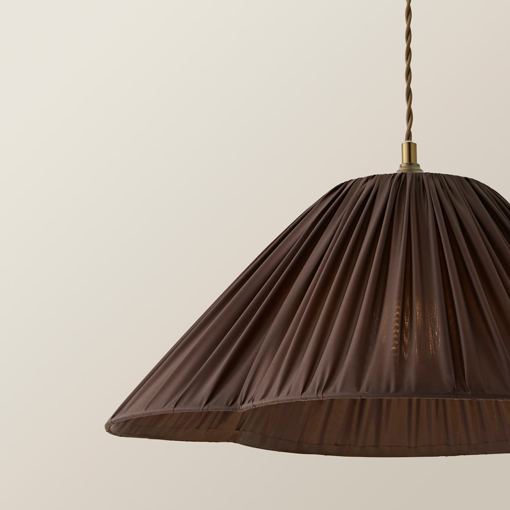 ValueLights Posie Brown Gathered Tapered Shade Ceiling Pendant Light with Bulb Image 4