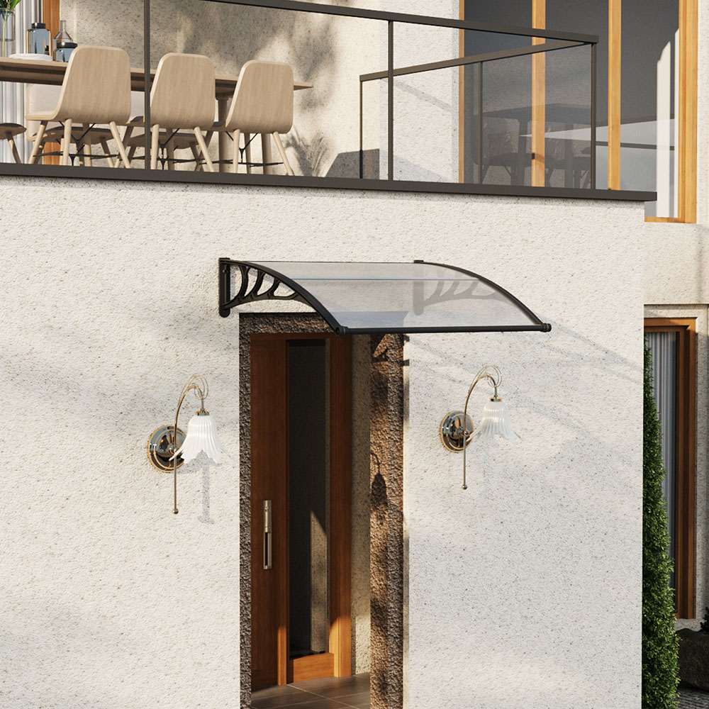 Living and Home Black Door and Window Outdoor Awning with Water Channel 1.2 x 1m Image 7