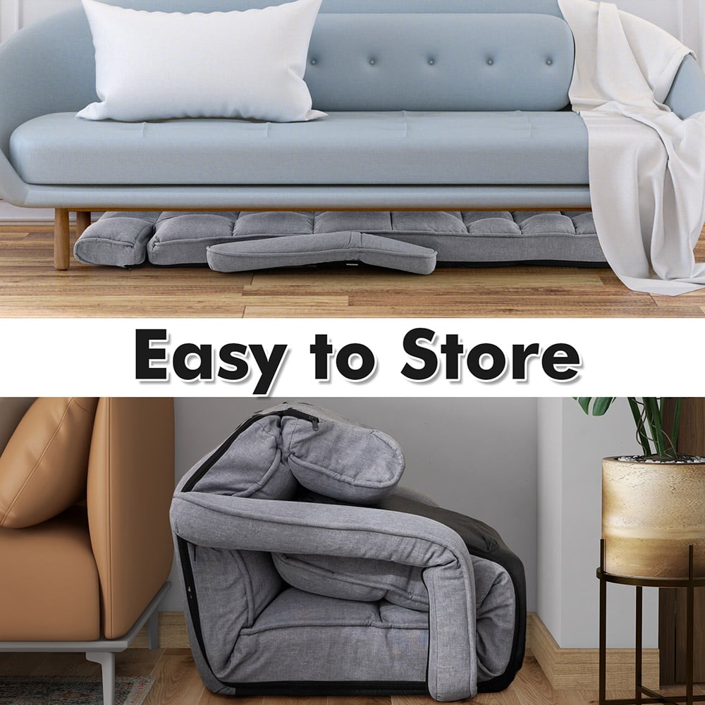 Costway Single Grey Foldable Sofa Bed Image 5