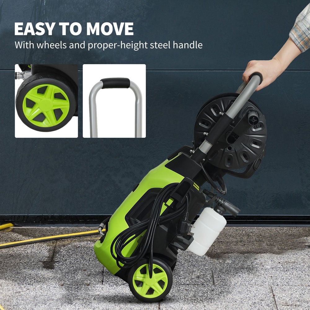 Outsunny 1800W Green Pressure Power Washer with 6m Hose and Hose Reel 150Bar Image 4