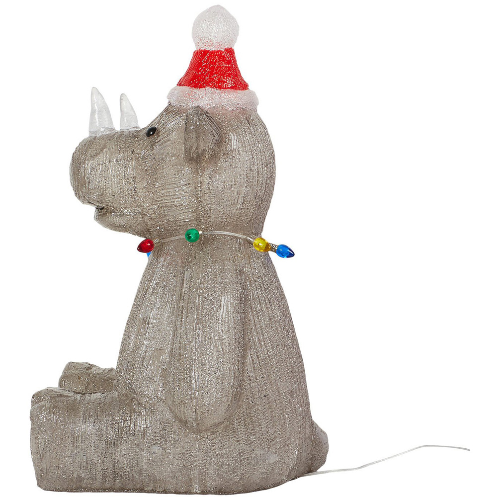 Acrylic LED Festive Rhino - Grey Image 2
