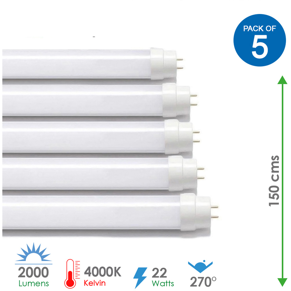 ENER-J 22W 4000W T8 LED Nano Plastic Tube 1500mm 5 Pack Image 8