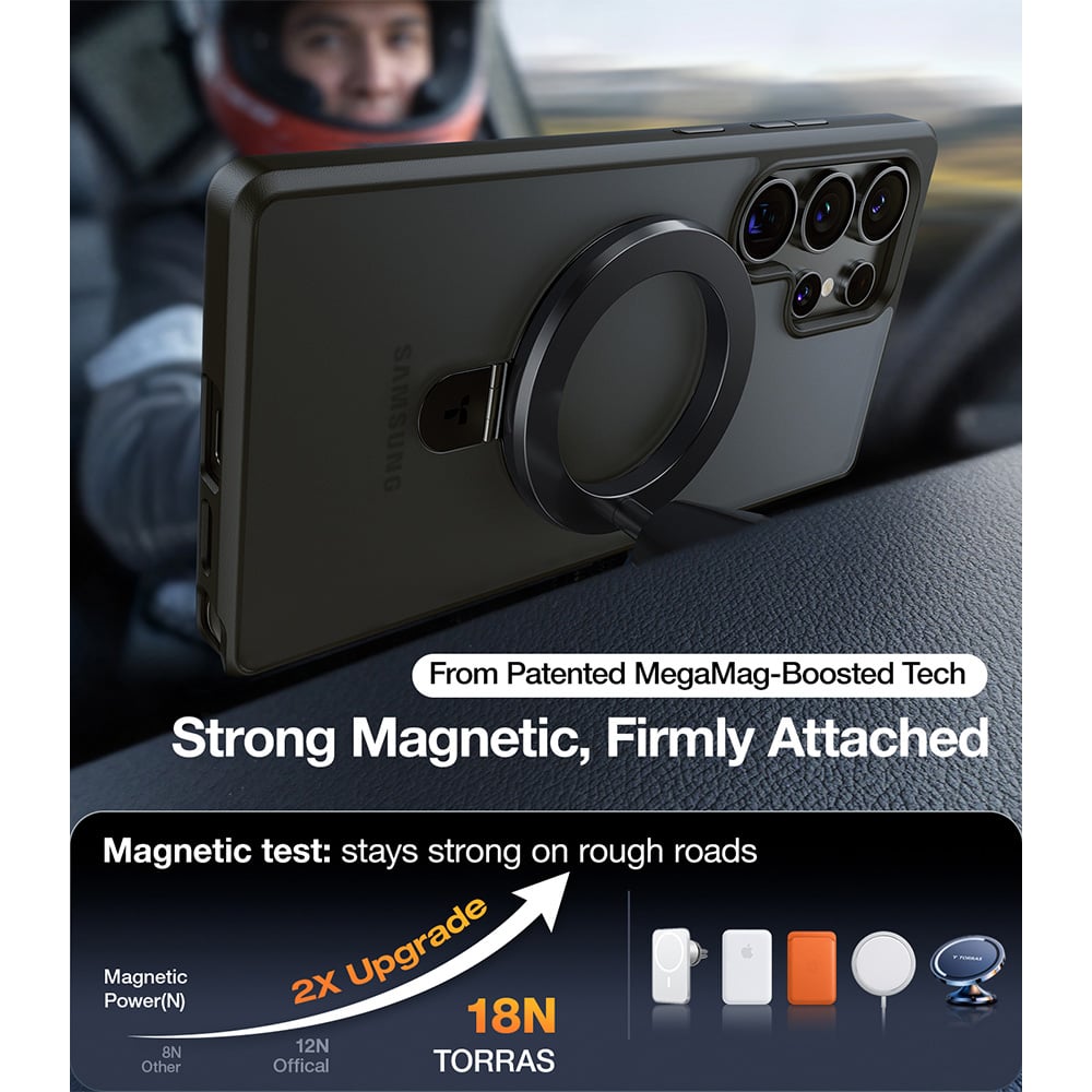 Torras Ostand Black Samsung S25 Ultra Phone Case Image 4